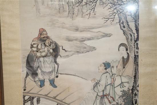 A Chinese watercolour on paper scroll painting 106 x 40cm